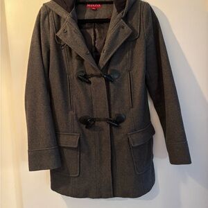 Women’s Gray Hooded Peacoat